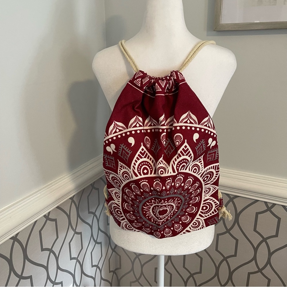 Miomao Mandala Style Drawstring Canvas Backpack
